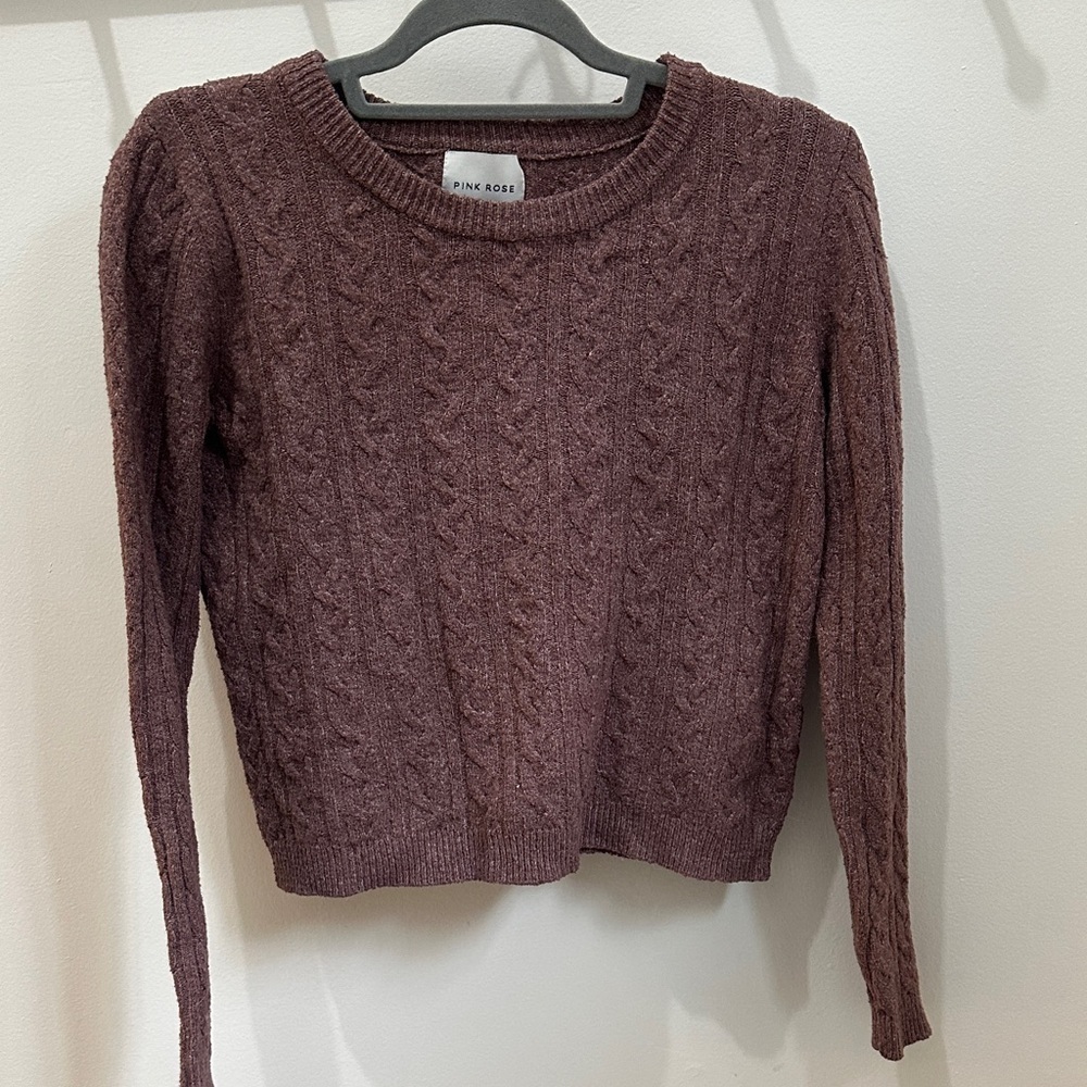 Pink Rose Cropped Sweater
